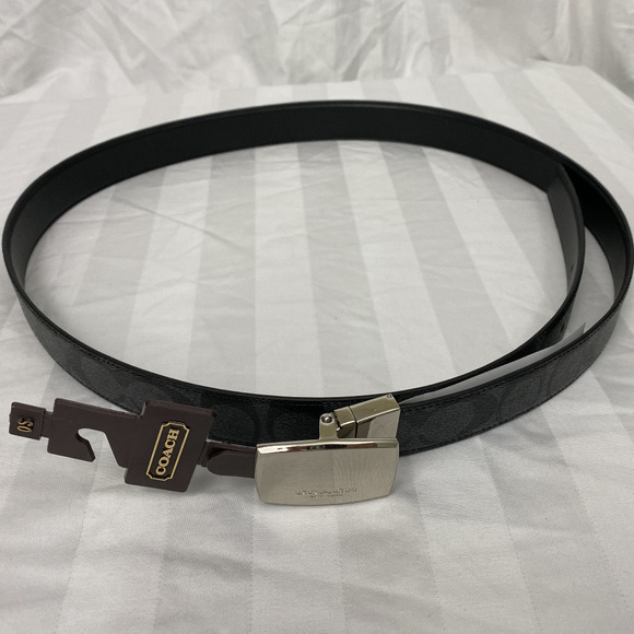 NWT Black Coach Dress Plaque Belt Signature Print - Picture 6 of 6